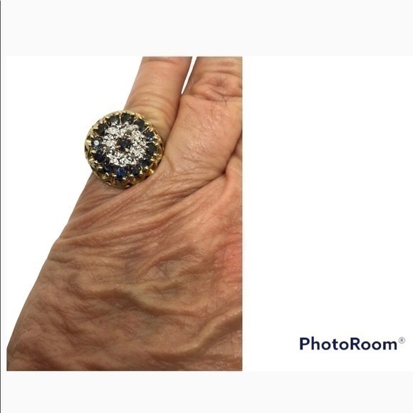 10k solid gold blue sapphire Diamond ring - Picture 6 of 8